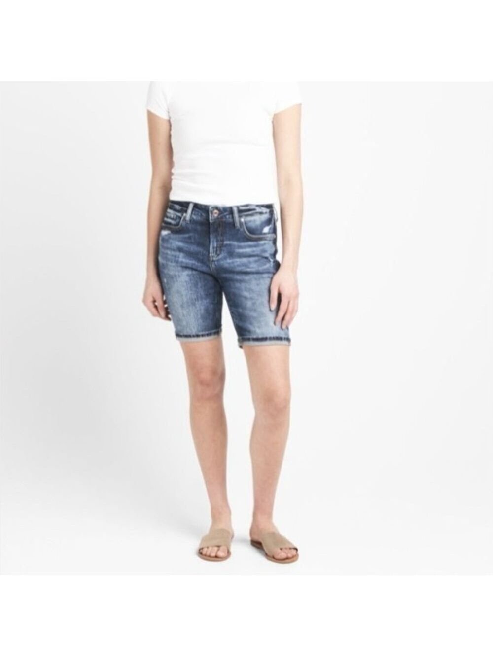 Silver Jeans Elyse Bermuda Shorts Womens 29X9 Stretch Distressed